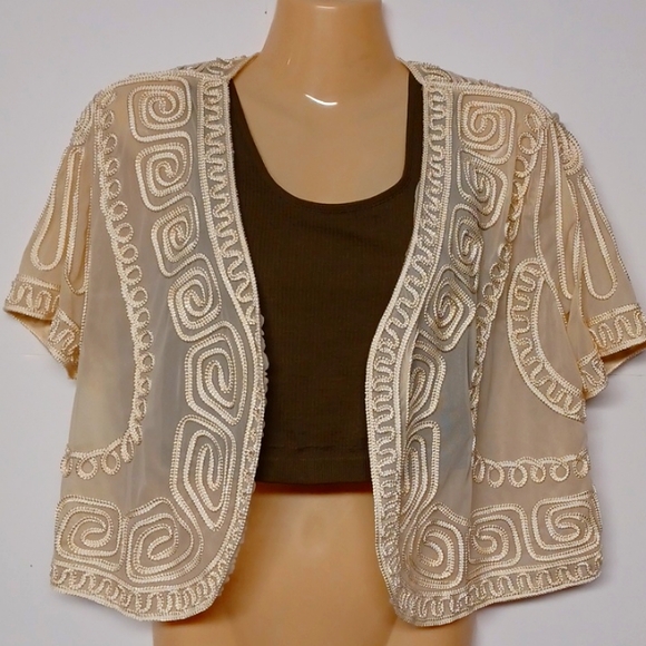 Soft Surroundings Bolero Open Jacket Short Sleeve Shrug Sheer - Picture 1 of 6